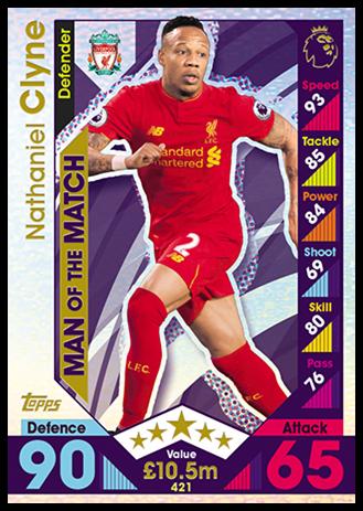 Match Attax temporada 16//17 Liverpool #148 Nathaniel Clyne