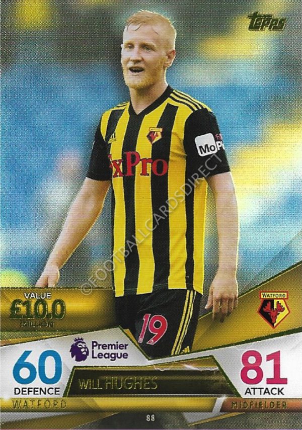 Match Attax Ultimate Will Hughes Watford Green Parallel 